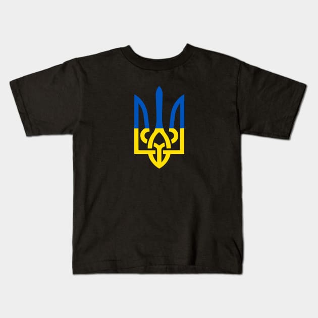 Ukrainian Flad Tryzub Symbol Kids T-Shirt by Yasna